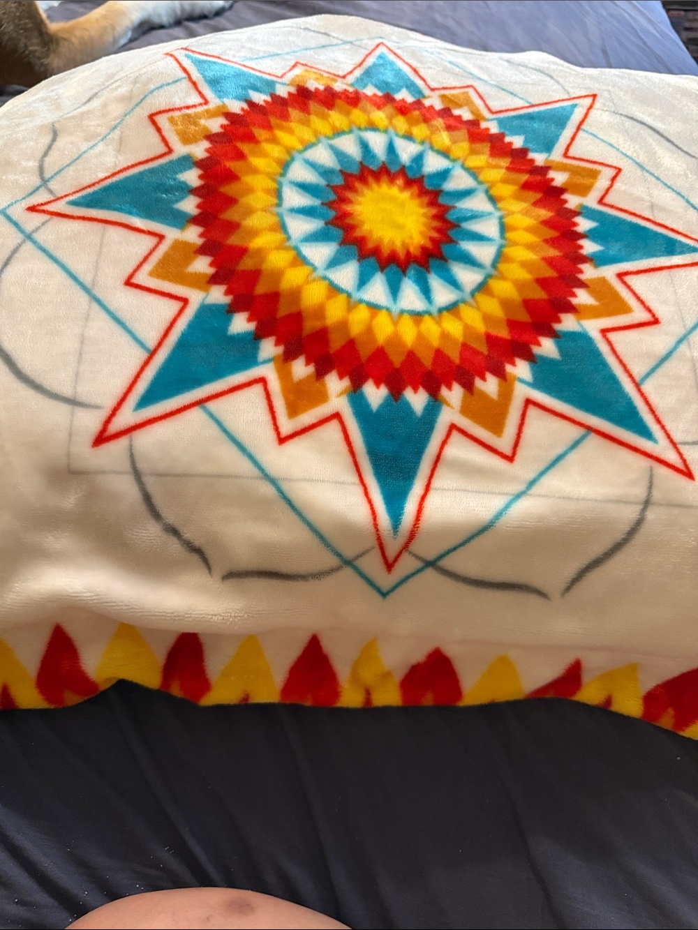 Southwestern Starburst Printed pillow shams- White, Turquoise, Red, Yellow